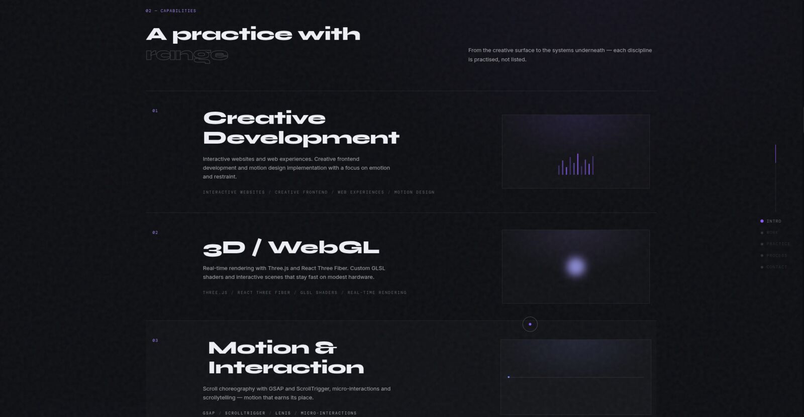Interactive portfolio — capabilities section